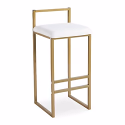 Tabouret de bar en métal Drakkar Or et Tissu bouclette Crème