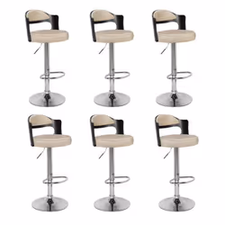 Lot de 6 Chaises de Bar Wilson 90-110cm Noir & Beige
