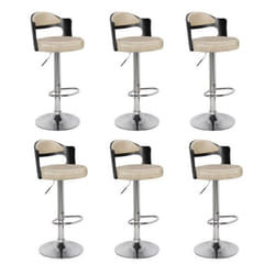 Lot de 6 Chaises de Bar Wilson 90-110cm Noir & Beige