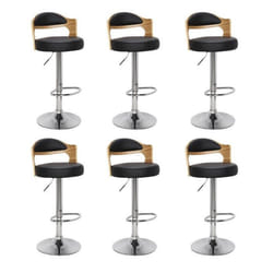 Lot de 6 Chaises de Bar Wilson 90-110cm Noir & Chêne Clair