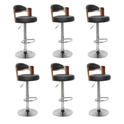 Lot de 6 Chaises de Bar Wilson 90-110cm Noir & Marron