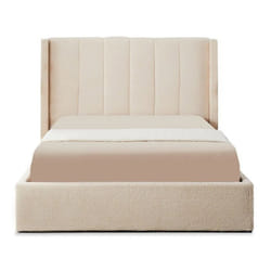 Lit double Magorial avec sommier relevable 140x190cm Tissu bouclette Crème