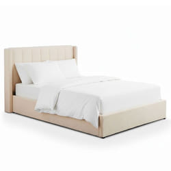 Lit double Magorial avec sommier relevable 160x200cm Tissu Bouclette Crème - 160 x 200 cm