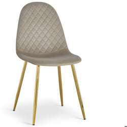 Lot de 8 chaises matelassées Norway Pieds Or et Velours Taupe