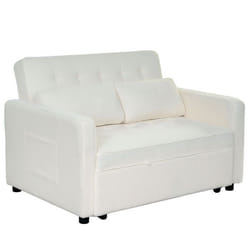 MENZZO Canapé convertible 2 places Komaria Tissu bouclette Crème -Canapé : L133 x P94 x H87 cmSurface de couchage : L115