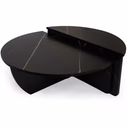 Set de 2 tables basses design Glowik Effet marbre noir