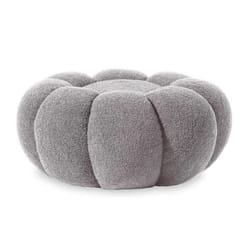 Pouf design fleur Arielina Tissu bouclette Gris