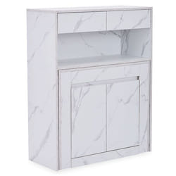 MENZZO Console extensible avec rangement Fontano Effet marbre blanc