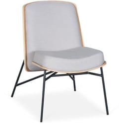 Fauteuil moderne Gauguin Bois et Tissu Gris clair