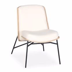 Fauteuil moderne Gauguin Bois clair et Tissu bouclette Crème