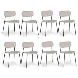 Lot de 8 chaises modernes Stellair Tissu Beige