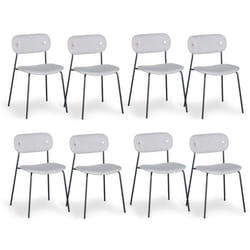 Lot de 8 chaises modernes Stellair Tissu Gris