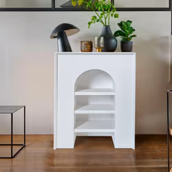 Meuble à étagères style naturel avec arche Vincia L60xH80cm Blanc texturé