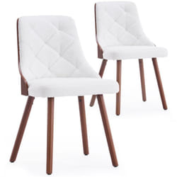 Lot de 2 chaises scandinaves Lalix Bois Noisette & Tissu bouclette Crème