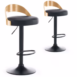 Lot de 2 chaises de bar Yoggi Bois Chêne clair et Simili Noir