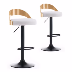 Lot de 2 chaises de bar Yoggi Bois Chêne clair et Tissu bouclette Crème