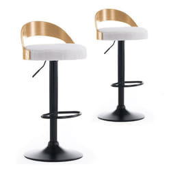 Lot de 2 chaises de bar Yoggi Bois Chêne clair et Tissu bouclette Crème