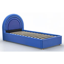 Lit simple avec tête de lit en arche et sommier relevable Bedbow Simili Bleu - 90 x 190 cm