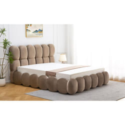Lit-coffre design boule Bilbola avec sommier relevable 180x200cm Velours Taupe