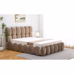 Lit-coffre design boule Bilbola avec sommier relevable 140x190cm Velours Taupe