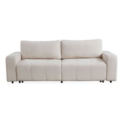 MENZZO Canapé convertible 3 places Cloudy Tissu bouclette Crème -L239 x P101 x H90 cmSurface de couchage : 156 x 192 cm