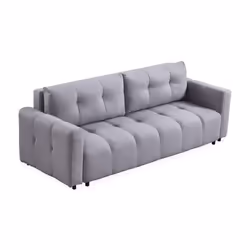 Canapé 3 places convertible Stylian Tissu Gris clair