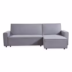 Canapé d'angle convertible Passerel Tissu effet Lin Gris clair