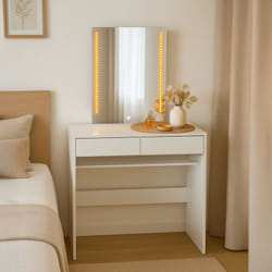 Coiffeuse avec miroir led Talisma L80cm Blanc