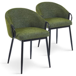 Lot de 2 chaises arrondies et matelassées Patricia Métal noir et Tissu Vert
