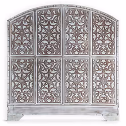 Tête de lit style oriental bois sculpté Linium 120cm Blanc patiné