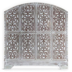 Tête de lit style oriental bois sculpté Linium 120cm Blanc patiné