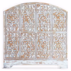 Tête de lit style oriental bois sculpté Linium 120cm Gris patiné