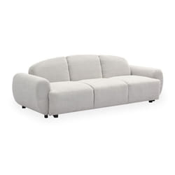 MENZZO Canapé 3 places convertible dossier et accoudoirs arrondis Oliver Tissu texturé Gris -Canapé : L234 x P88 x H75 cm