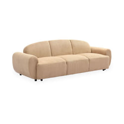 MENZZO Canapé 3 places convertible dossier et accoudoirs arrondis Oliver Velours côtelé Beige -Canapé : L234 x P88 x H75 cm