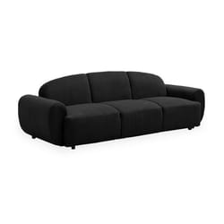 MENZZO Canapé 3 places convertible dossier et accoudoirs arrondis Oliver Velours côtelé Noir -Canapé : L234 x P88 x H75 cm