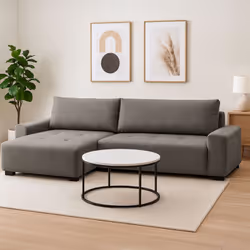 Canapé d'angle convertible élégant Malone Tissu Gris taupe
