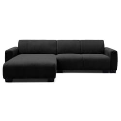 MENZZO Canapé dangle moderne 287cm Wallis Velours côtelé Noir -L287 x P161 x H71 cm