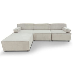 MENZZO Canapé modulable Benoit Velours côtelé Crème -L259 x P1735 x H70 cm