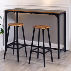 Ensemble table de bar et tabourets – Esprit industriel et convivialité Coloris BOIS RUSTIQUE & NOIR Alliez style et praticité ...