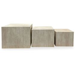 Menzzo - Lot de 3 tables basses Balkor Effet Travertin Beige
