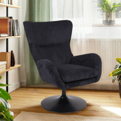Fauteuil pivotant style bergère Arthuro Velours côtelé Noir