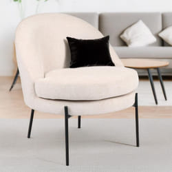 Fauteuil moderne au dossier arrondi Thiago Tissu Beige