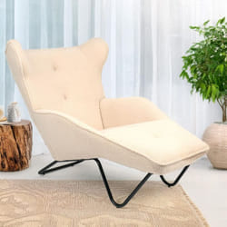 Fauteuil méridienne style bergère relax Shirley Tissu bouclette Beige