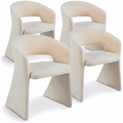 Lot de 4 chaises design Tootsie Tissu bouclette Crème