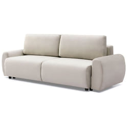 MENZZO Canapé convertible 3 places Traviata Velours Beige -L251 x P90 x H86 cmSurface de couchage : 142 x 202 cm