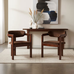 Lot De 2 Chaises Design Oregon Bois Foncé Et Velours Marron