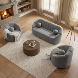 Canapé 3 Places Design Sidonie Velours Gris - Vue supplémentaire 2