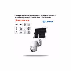 Camera 4G Extérieur Motorisée Solaire Vision 92° IR, Vidéo Surveillance Full HD 1080p, Détection 20 M, Rotation 350° + Carte ...