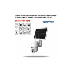 Ca ME ra 4G Extérieur Motorisée Solaire Vision 92° ir, Vidéo Surveillance Full hd 1080p, Détection 20 m, Rotation 350° + Carte 128 Go