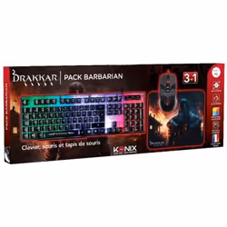 Konix 61889000004, Avec fil, USB, AZERTY, LED RGB, Noir, Souris incluse